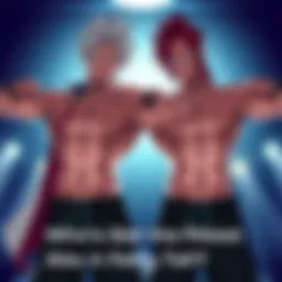 Gray and Elfman showcasing abs Gray and Elfman from Fairy Tail flexing their abs during a friendly competition