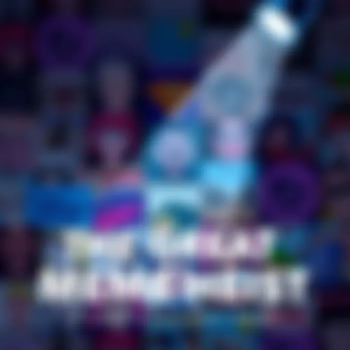 A collage of popular memes with one meme being highlighted in a spotlight, symbolizing its theft