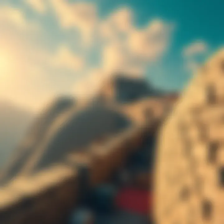 Building the Great Wall of Nendo A person working on a large wall made of stones and bricks, representing the Great Wall of Nendo, with tools and materials scattered around them.