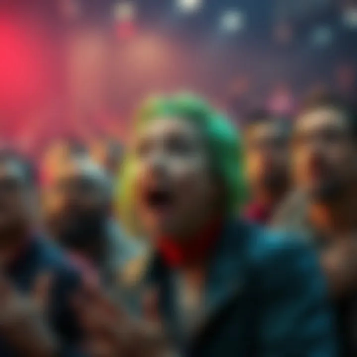 A shocked crowd reacts to the news of the beloved green-haired strategist's death, with expressions of sadness and disbelief.