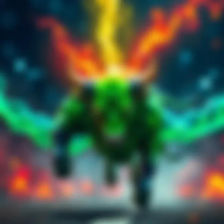 Greenbull displaying a strong aura during the match against the 1HP king and queen, showcasing a strategic move in the competition.