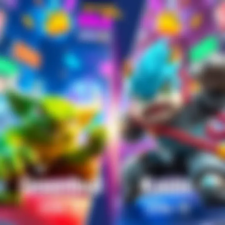 A split image showing the characters Greenbull on the left and Kaido on the right, each in a dynamic pose ready for battle, with a colorful gaming backdrop.