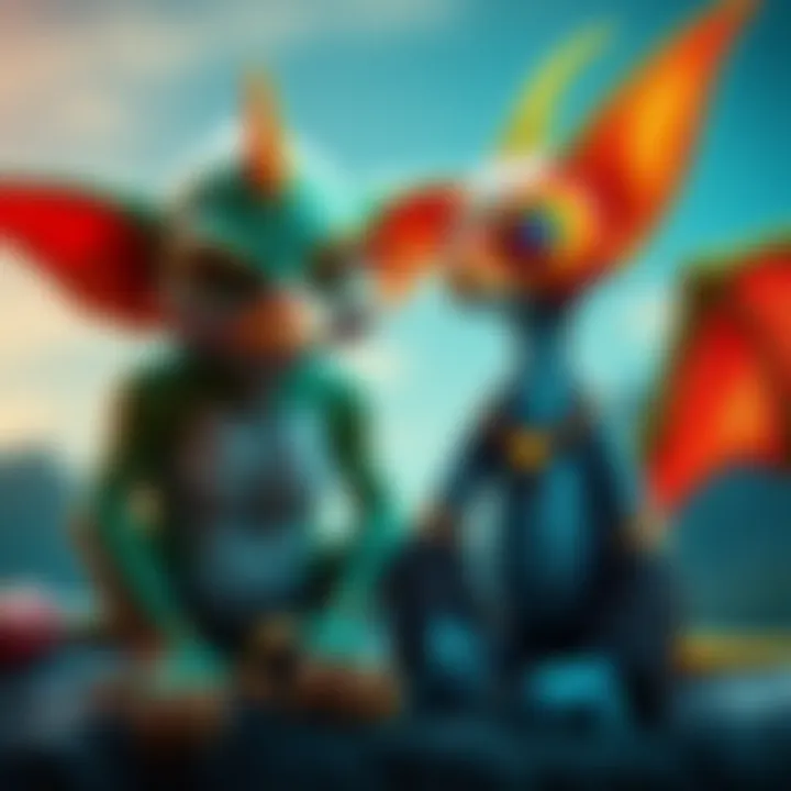 A Gremlin sitting next to a mythical Reis, both featuring whimsical designs, highlighting their cultural link.