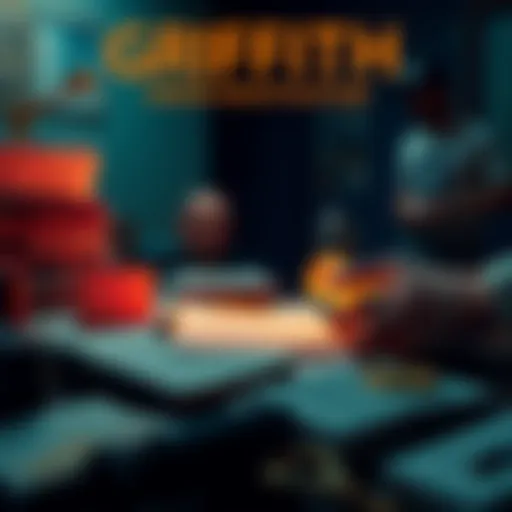 A serious investigation scene showing documents and evidence related to the alleged torture of Griffith.