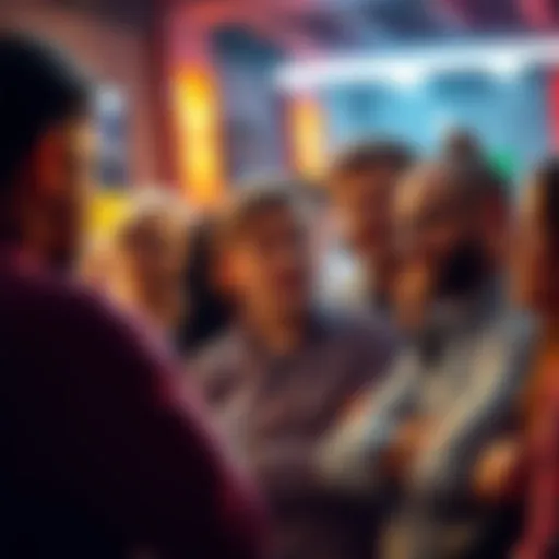 A group of people engaged in a lively discussion about the character Griffith, showcasing diverse opinions and expressions.