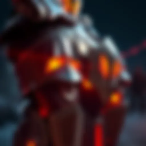 Close-up of Griffith's armor showcasing striking kneepads, highlighting their unique design and strong look.