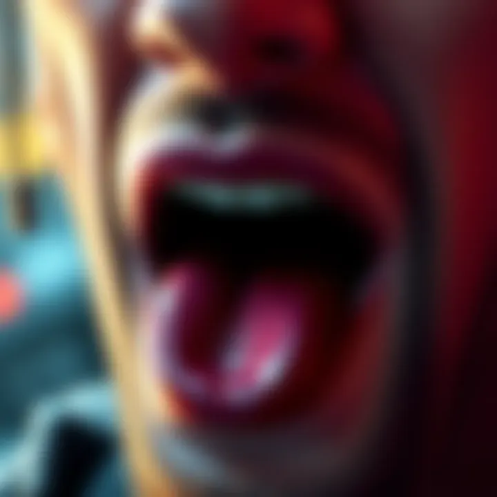 A close-up of a character's tongue discussed in forums, highlighting details that spark interest among fans.