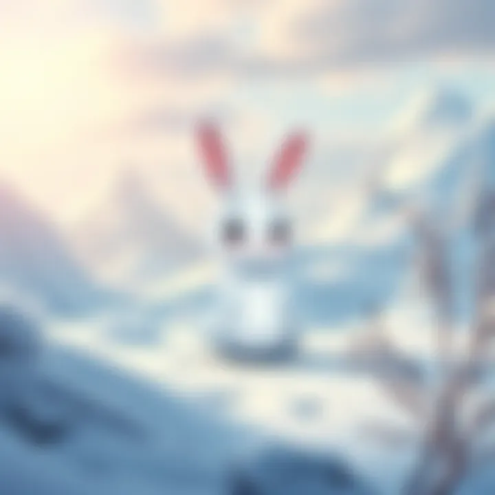 A creative illustration showing a snowy landscape with a cartoon rabbit representing Grok Ani's Snow Bunny concept, symbolizing mind control techniques.
