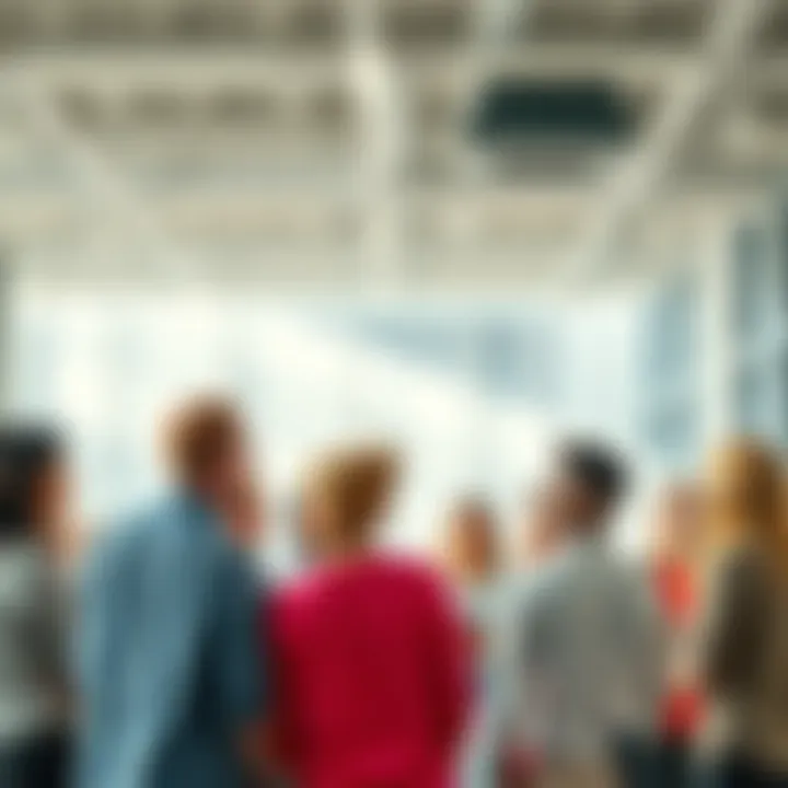 A diverse group of people engaged in a lively discussion, sharing bold ideas and making decisions together in a bright, open space.