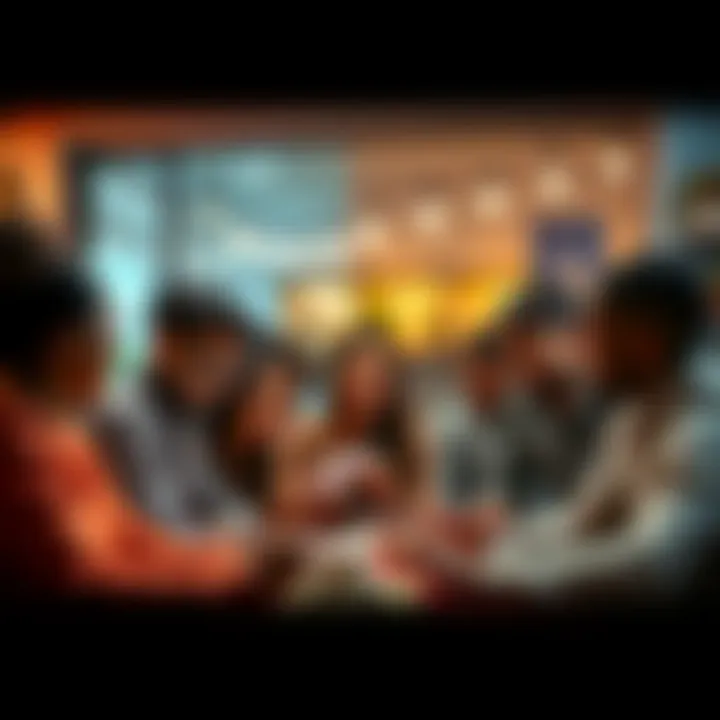 A diverse group of people passionately discussing a story's ending in a cozy setting, showcasing different emotions and perspectives.