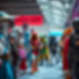 A group of cosplayers showcasing their costumes at an event, celebrating creativity and community in cosplay.
