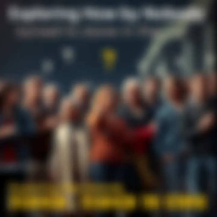 A group of people standing together with puzzled expressions, looking around as if they are wondering why no one has turned to stone. Some are pointing at an unseen object or scene. The background sho...