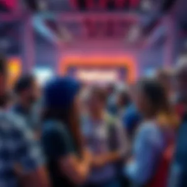 A diverse group of individuals gathered at the Egghead event, engaged in conversation and networking.