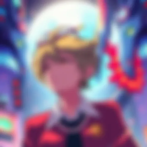 A vibrant illustration showing a character resembling a teacher with hints of mecha from Neon Genesis Evangelion in the background, illustrating the connection between GTO and Eva.