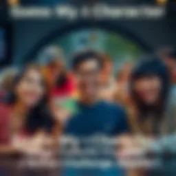 People participating in a fun challenge to guess a favorite character, with playful expressions and hints