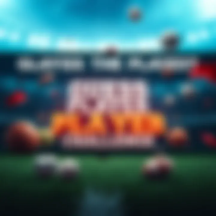 A graphic inviting people to participate in the Guess The Player challenge, featuring sports symbols and hints.