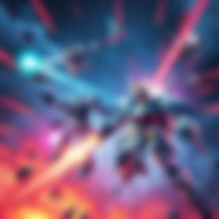 A dramatic scene from the finale of Mobile Suit Gundam GQuuuuuux, featuring mecha battles and intense action sequences.
