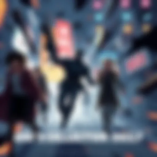 A tense scene showing Gunman fleeing amidst chaos while Team Dai-Gurren looks on in surprise