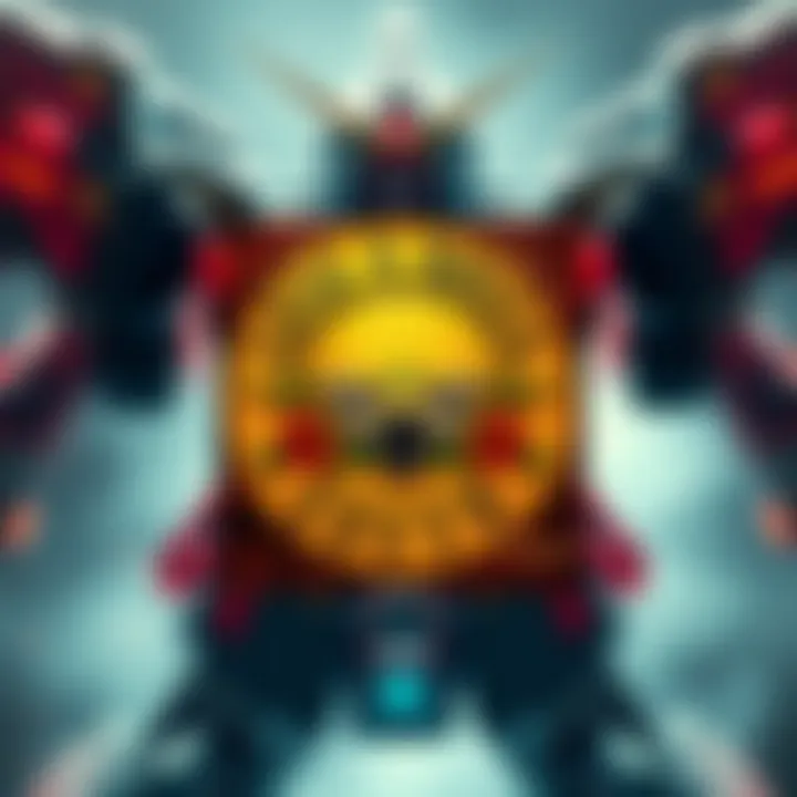 Guns N' Roses album cover with a Gundam character in the background, showcasing the surge in downloads.