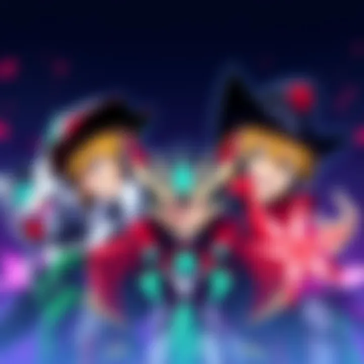 A vibrant illustration of characters from Gurren Lagann showcasing their unique designs and expressions of emotion