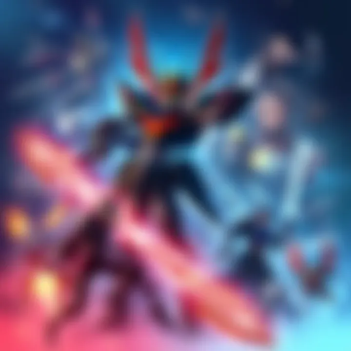 A vibrant collage of video game characters and scenes inspired by the anime Gurren Lagann, showcasing epic battles and adventures.