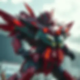 A live action mech costume from Gurren Lagann, showcasing practical effects and design, set in an action scene.
