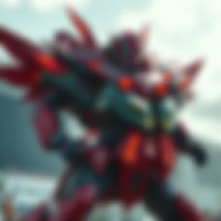 A live action mech costume from Gurren Lagann, showcasing practical effects and design, set in an action scene.
