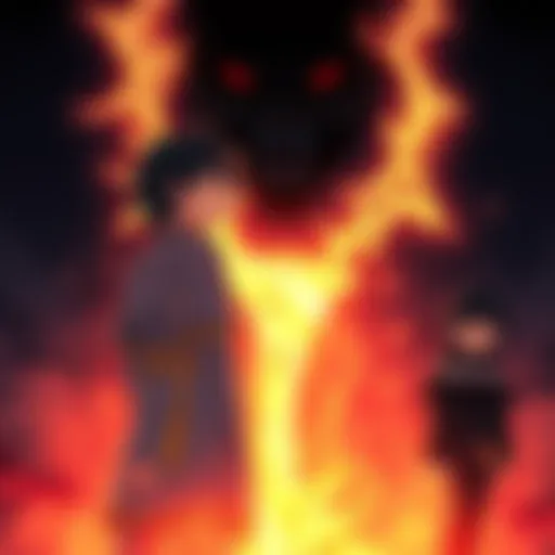 Guts and Casca stand together, determined to confront the brand of sacrifice with a dark backdrop and ominous aura around them