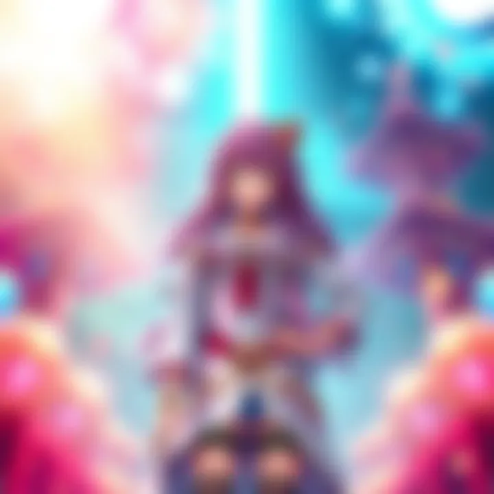 The Gyaru Priestess confidently stands with a determined expression, showcasing her new power and independence in a vibrant outfit surrounded by a colorful backdrop.