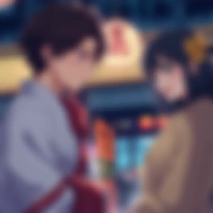 Gyokko appears tense while Doma smiles, showcasing their contrasting emotions in a conversation