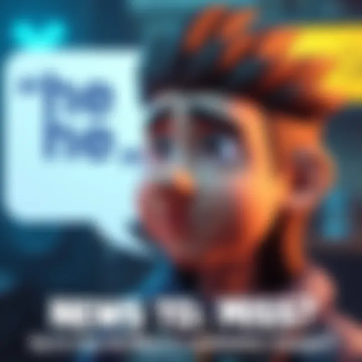 Gyro Character with Speech Bubble Gyro character with a confused expression in front of a speech bubble showing the phrase 'he heh'.