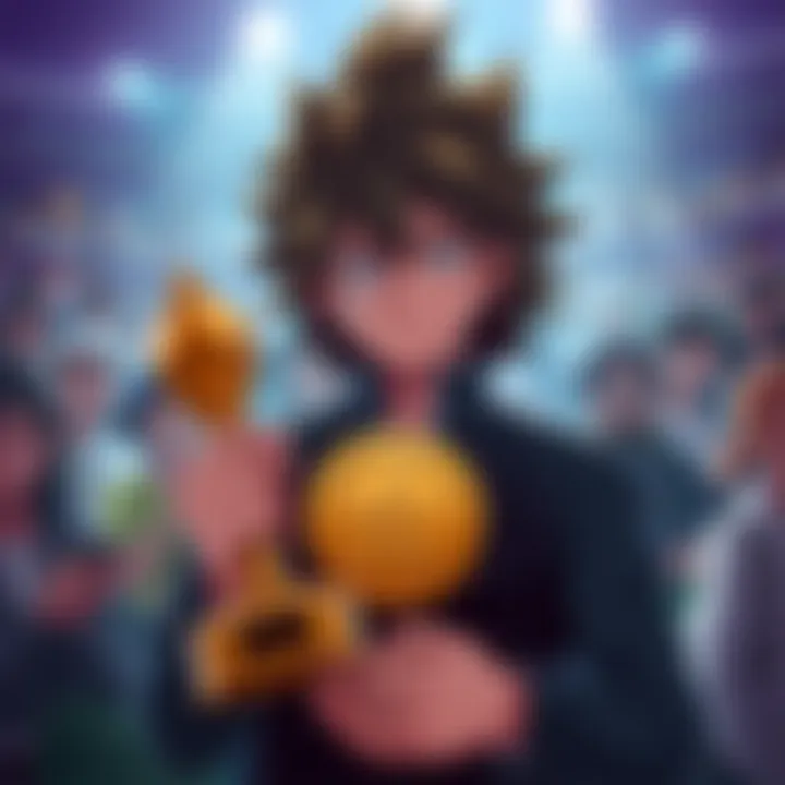 Hagakure proudly displays the award for best hairstyle, surrounded by fans debating the most overrated character.