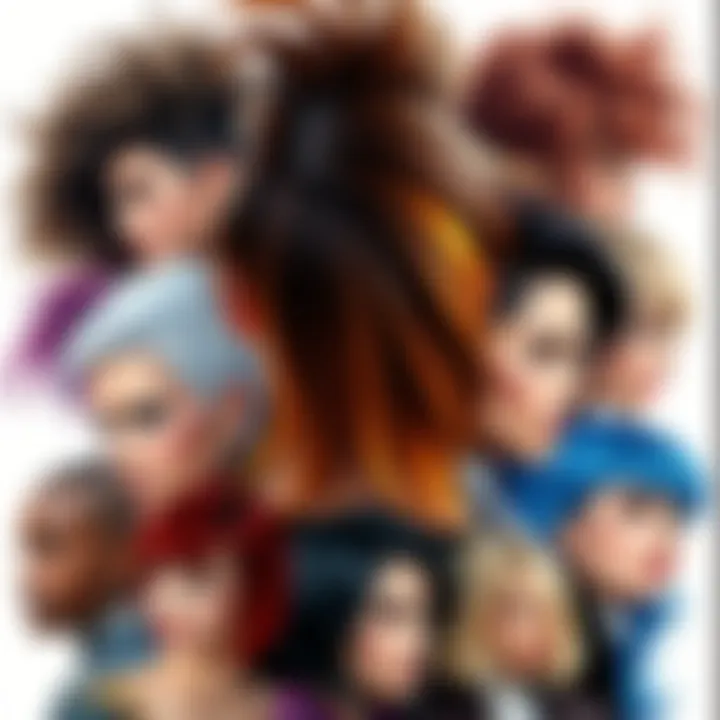 A collage showcasing various hairstyles from different cultures and periods, including stylish cuts and vibrant colors.
