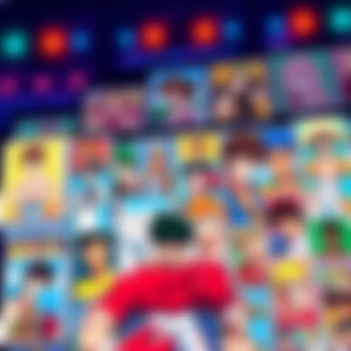 A collection of Hajime No Ippo animation cels and trading cards displayed together, showcasing various characters and scenes from the anime.