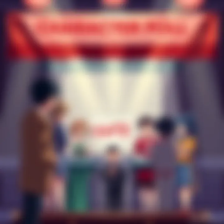 Voting booth with characters from Hajime no Ippo for a popularity poll, showing fans selecting their least favorite character.