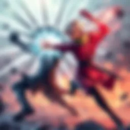 Hakari skillfully avoids a freezing attack from Uraume while preparing his own counter-move in a tense battle scene