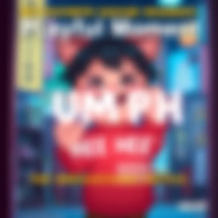 A playful scene showing a character named Hakari cheerfully replacing the word 'UMPH' with 'HEE HEE', conveying humor and joy.