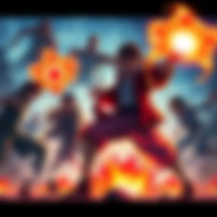 A fierce fight scene from One Piece showcasing characters using Haki powers, filled with action and intensity.