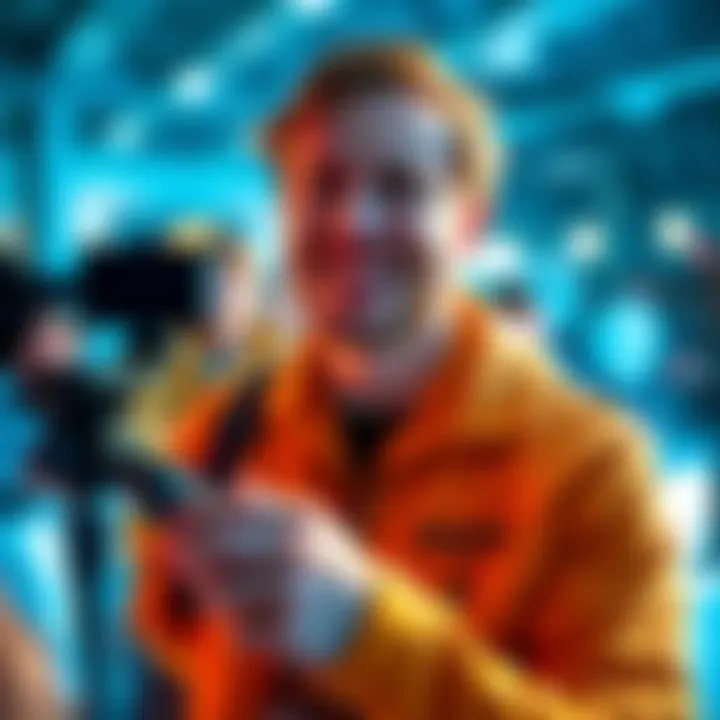 Hakos Baelz, a popular online entertainer, smiling cheerfully while engaging with fans in a bright digital setting.
