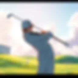 Haku swings a golf club on a sunny course, showing determination as he pursues his passion.