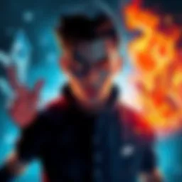 Character displaying Half Cold Half Hot abilities, with one side freezing and the other side emitting heat.