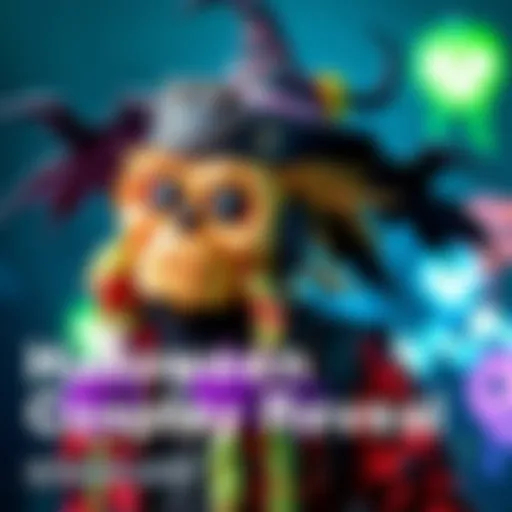 A colorful Halloween costume with spooky elements and creative accessories, showcasing the excitement for an upcoming reveal.