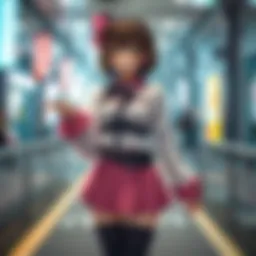 A person dressed in a Hana Kurusu cosplay outfit, missing green contacts and boots, showing enthusiasm for the character.