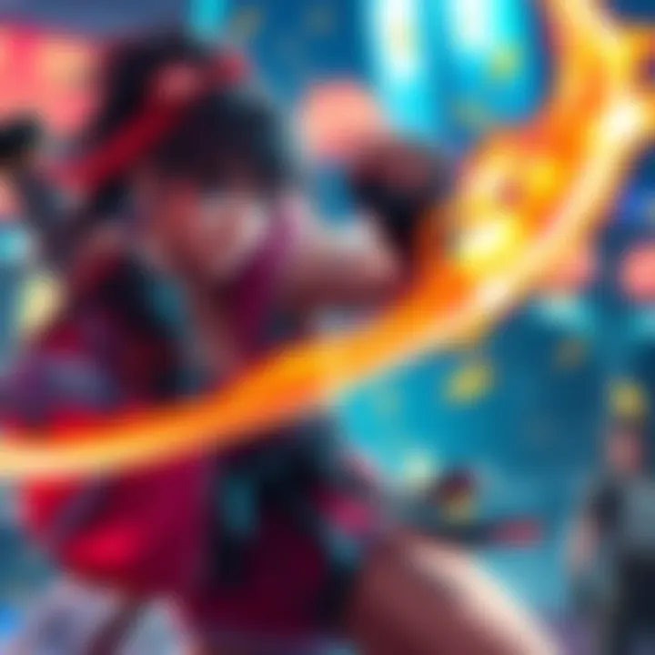 Hanabi Choya Competing in Street Fighter 6 Hanabi Choya from VSpo! JP battling in Street Fighter 6 with colorful graphics and intense action