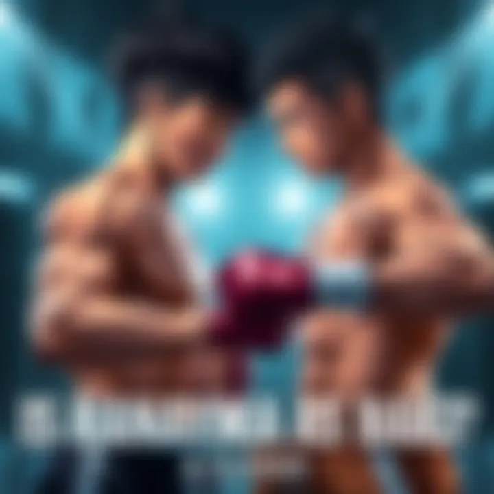 Hanayama and Baki preparing for a fight, showcasing their muscular builds and intense expressions