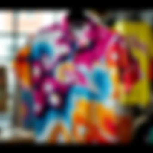 A stylish hand-painted shirt with unique bleach art designs, showcasing bold patterns and creative flair.