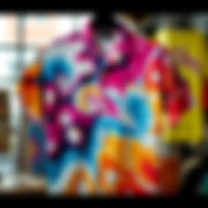 A stylish hand-painted shirt with unique bleach art designs, showcasing bold patterns and creative flair.