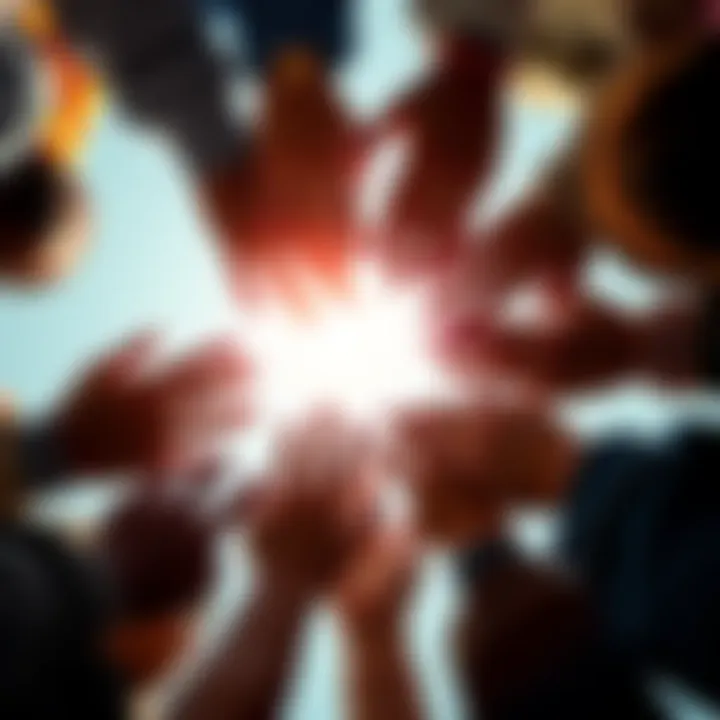 Diverse group of people holding hands in a circle, symbolizing unity and peace against violence.