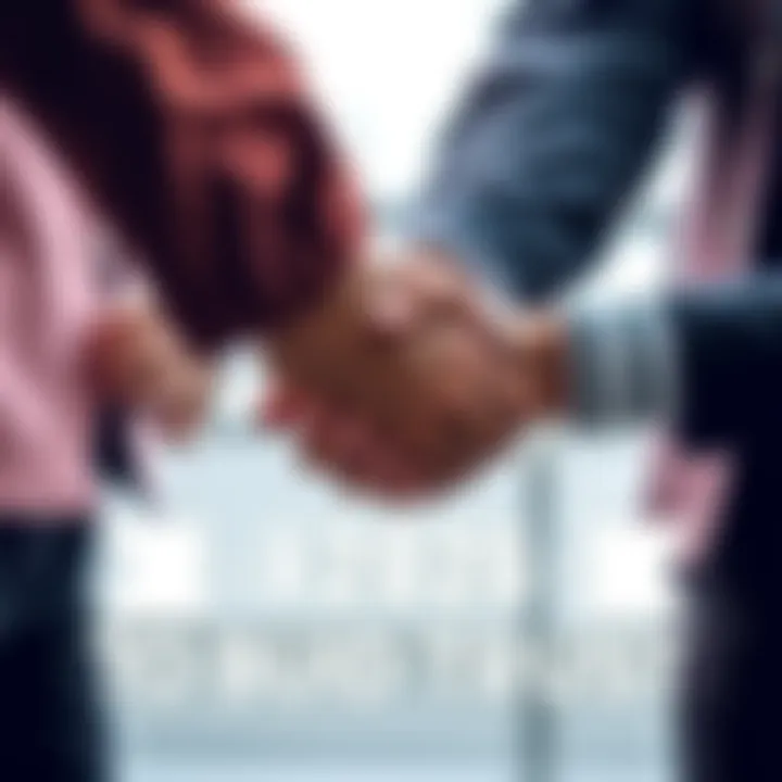 Hands Shaking to Build Trust Two diverse people shaking hands, symbolizing trust and strong relationships.