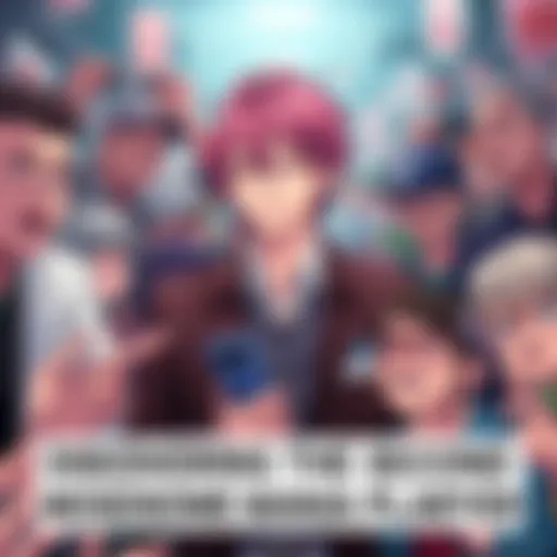 A popular manga character known for their good looks, surrounded by fans discussing their appeal.